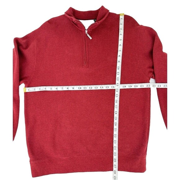 Orvis 1/4 Zip Pullover Sweater Men's Medium Maroon Red Ribbed Knit 100% Cotton - Picture 9 of 13